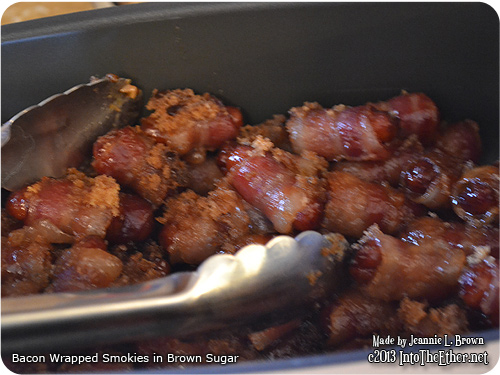 Bacon Wrapped Smokies in Brown Sugar