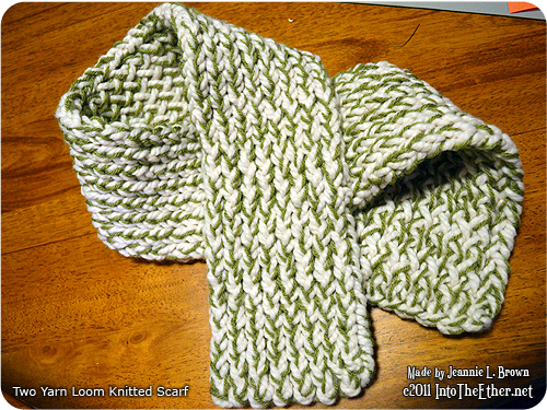 Two Yarn Loom Knitted Scarf