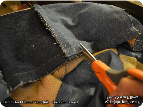 Denim and Flannel Rag Quilt – Snipping Stage!