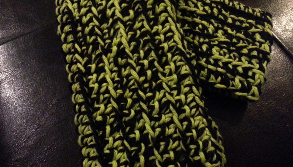 Black and Green Crocheted Fingerless Gloves