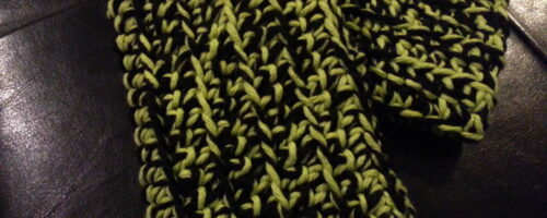 Black and Green Crocheted Fingerless Gloves