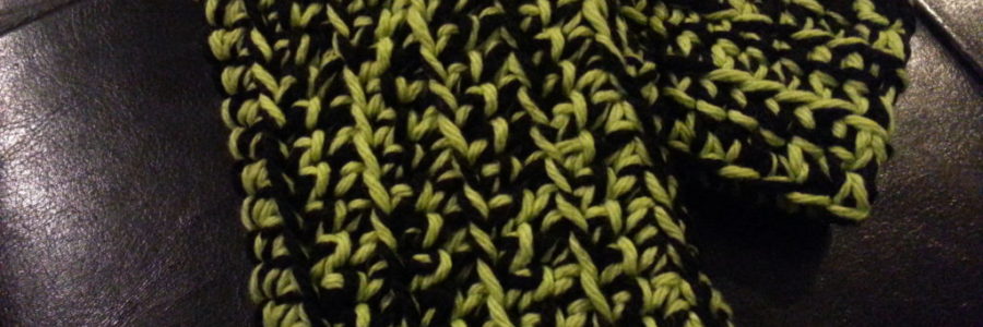 Black and Green Crocheted Fingerless Gloves