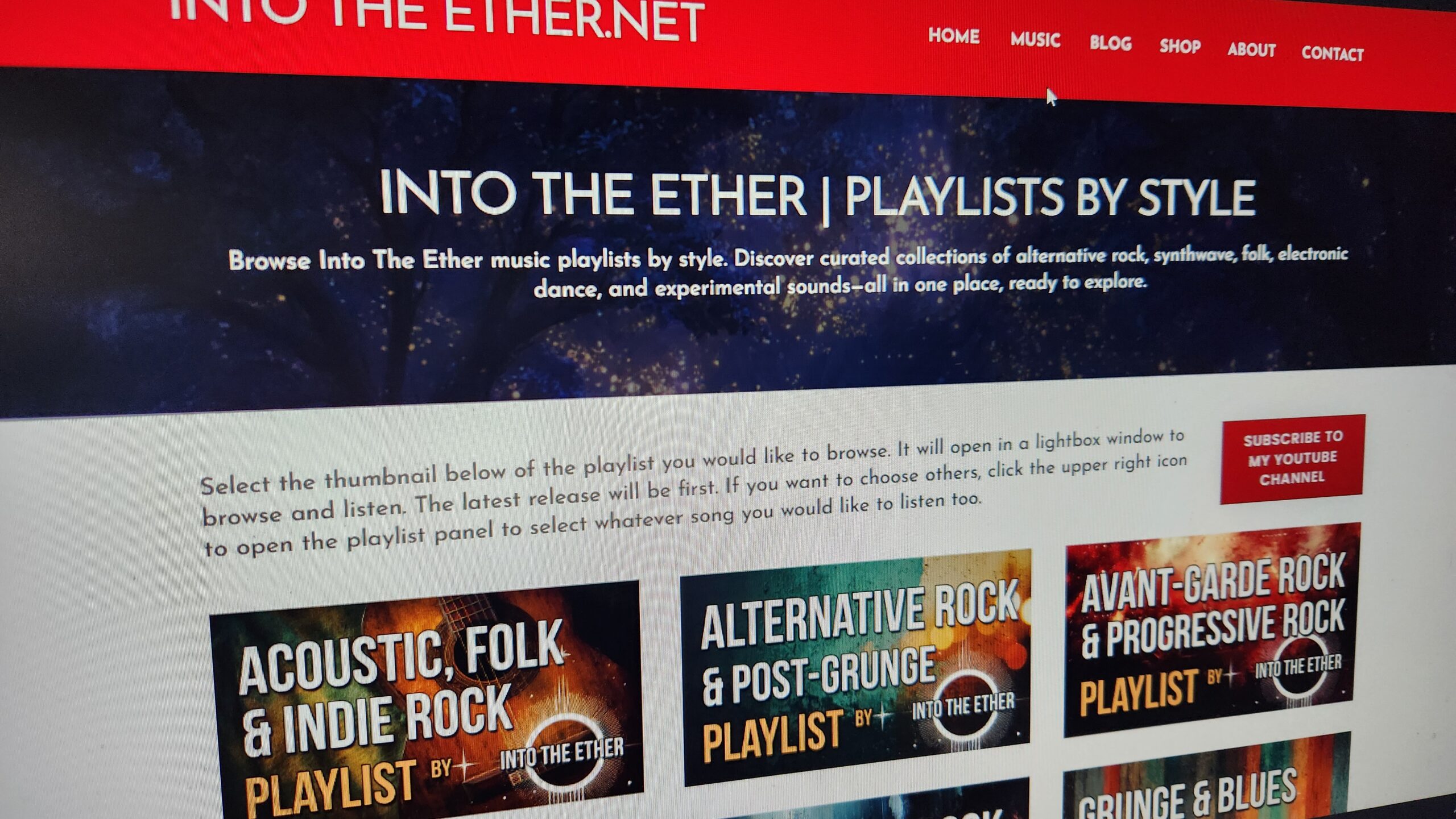 New Page |   Into The Ether Playlists Organized by Musical Style