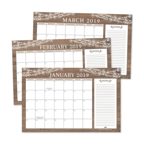 Rustic 2019-2020 Large Monthly Desk or Wall Calendar Planner, Big Giant Planning Blotter Pad, 18 Month Academic Desktop, Hanging 2-Year Date Notepad Teacher, Mom Family Home or Business Office 11x17"