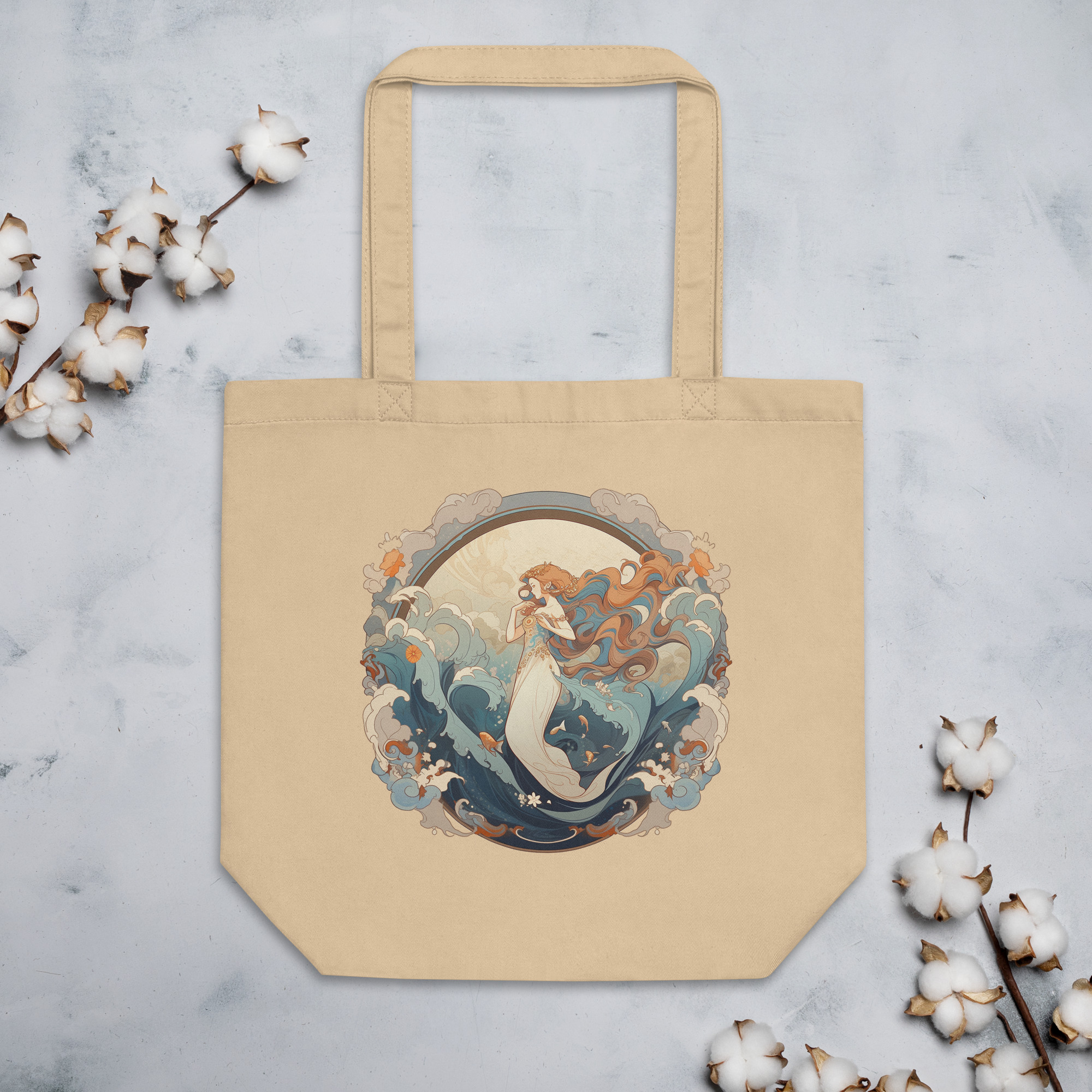 Nouveau Venus | Inspired by Birth of Venus by Botticelli | Khaki Eco Tote Bag