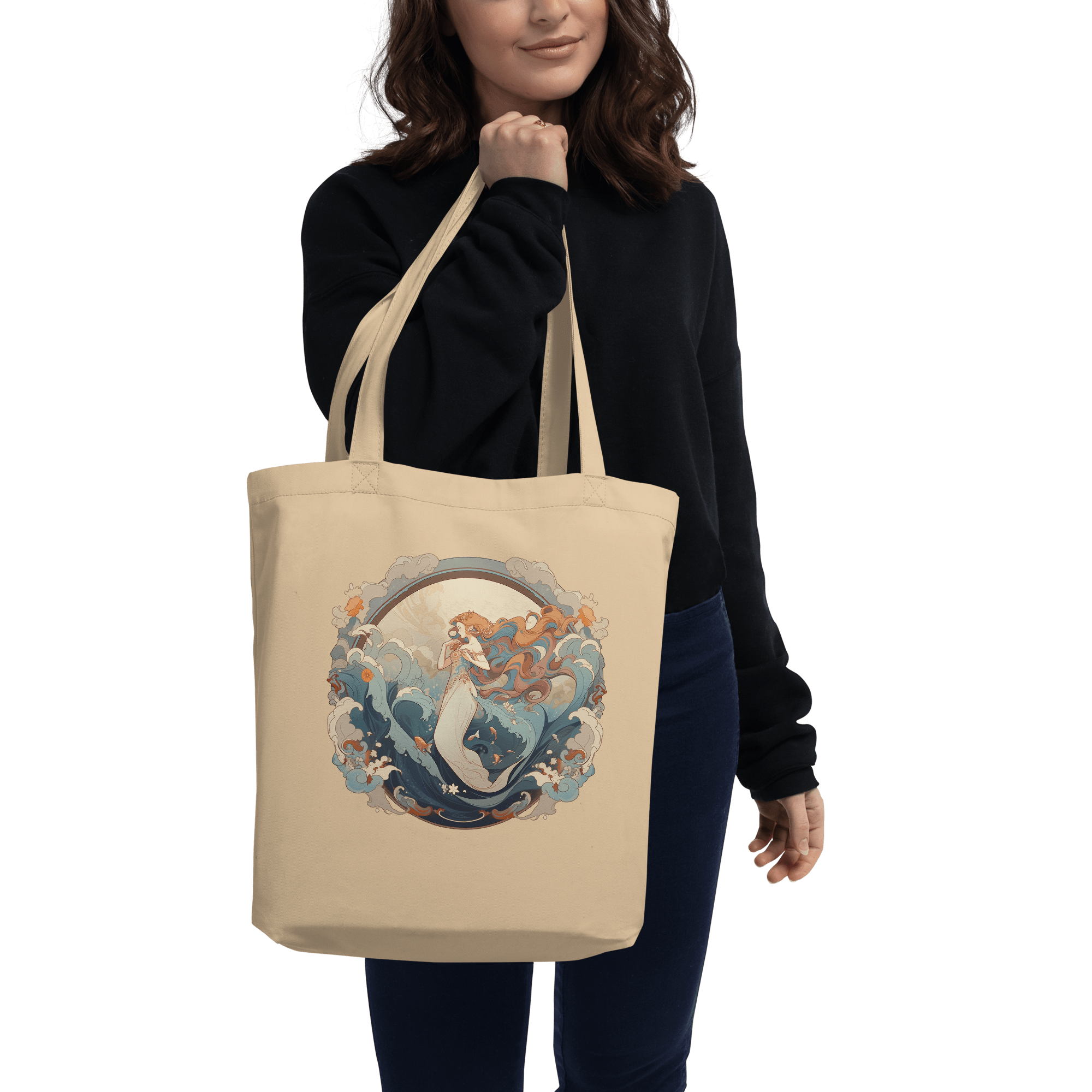 Nouveau Venus | Inspired by Birth of Venus by Botticelli | Khaki Eco Tote Bag