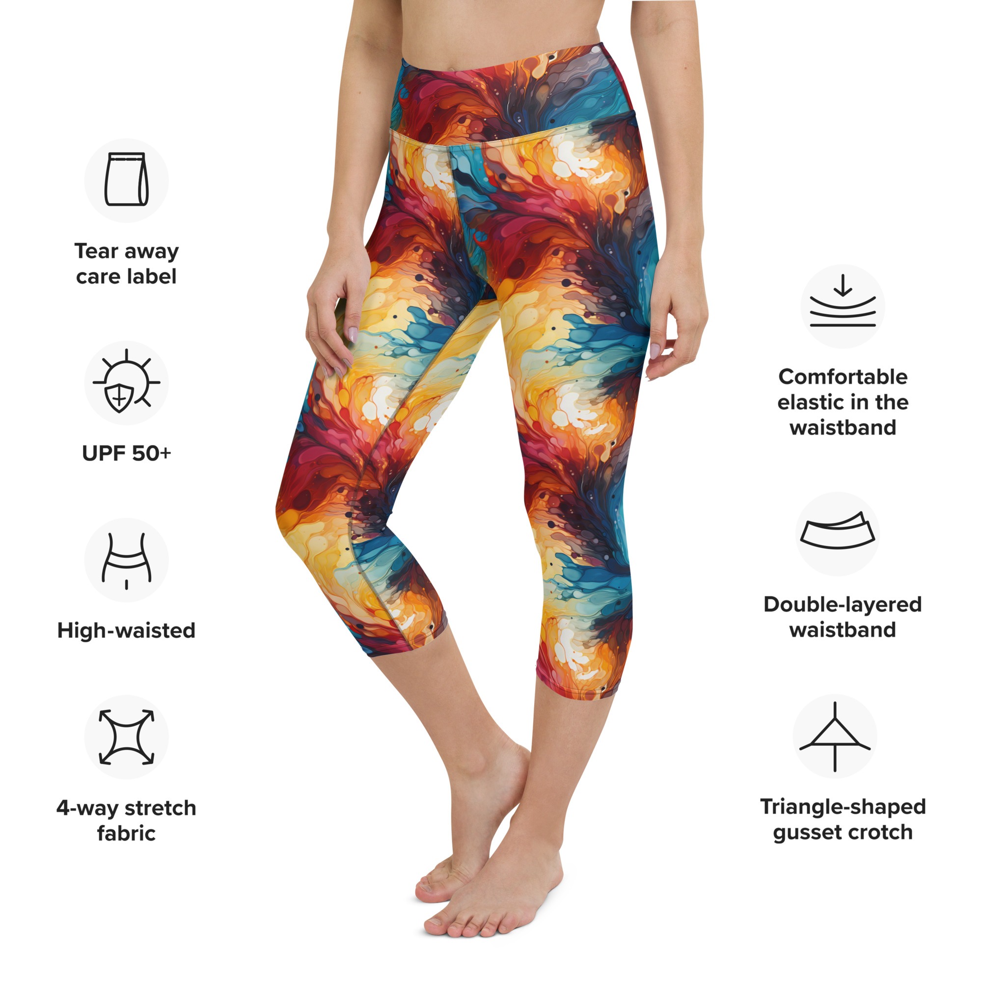 Groovys In The Heart | Tie Dye Design | Yoga Capri Leggings