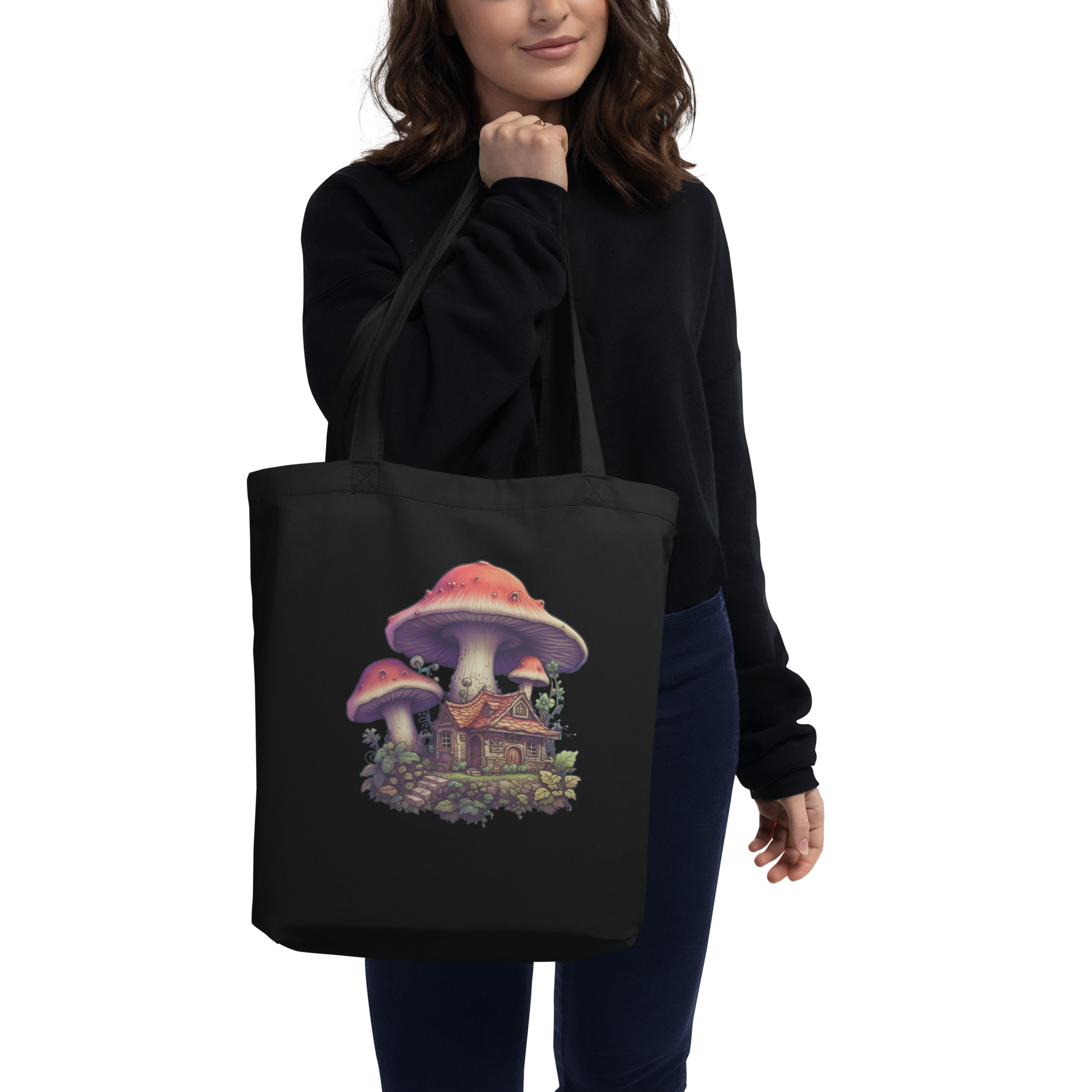 Amongst the Mushrooms | Black Eco Tote Bag
