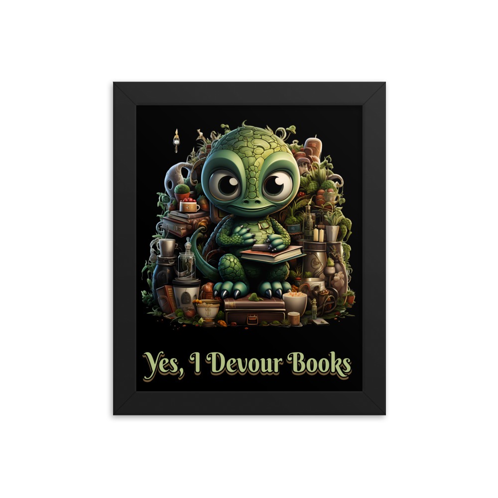 Yes, I Devour Books | Dinosaur Library Decor | Framed poster