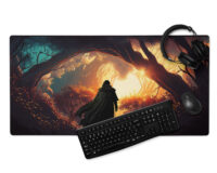 Traveler In Black Wanders Out of the Deep Forest At Sunrise | Gaming Mousemat