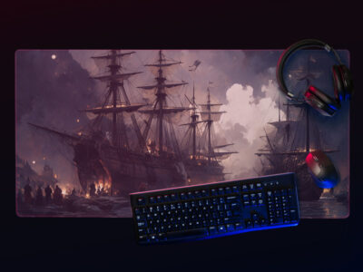 Clash of the Corsairs | Fantasy Artwork | Gaming mouse pad 36 in. x 18 in.