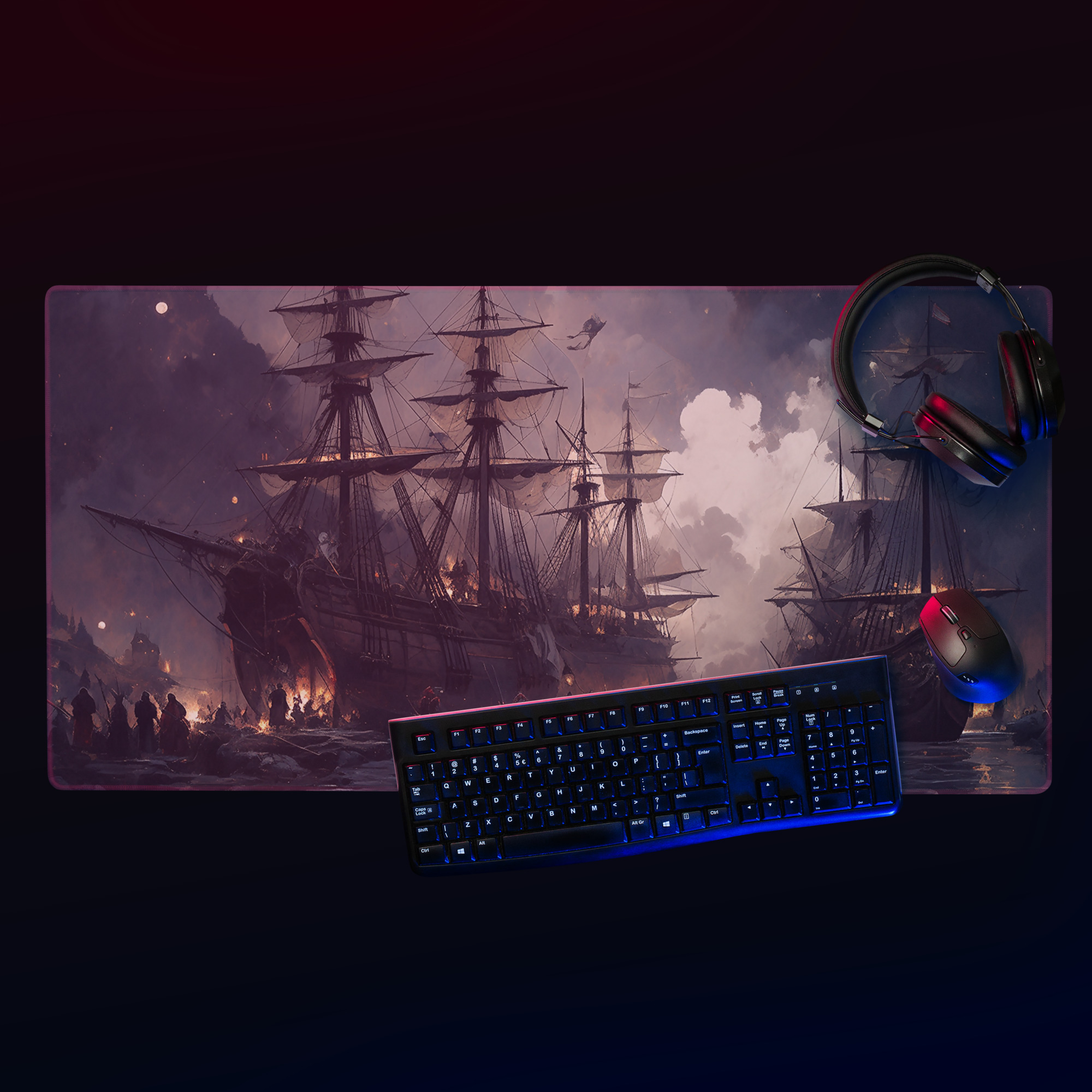 Clash of the Corsairs | Fantasy Artwork | Gaming mouse pad 36 in. x 18 in.