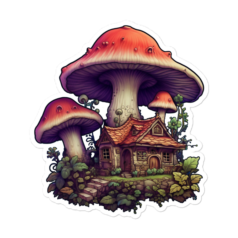 Amongst the Mushrooms - Fairy Cottage - Vinyl Sticker