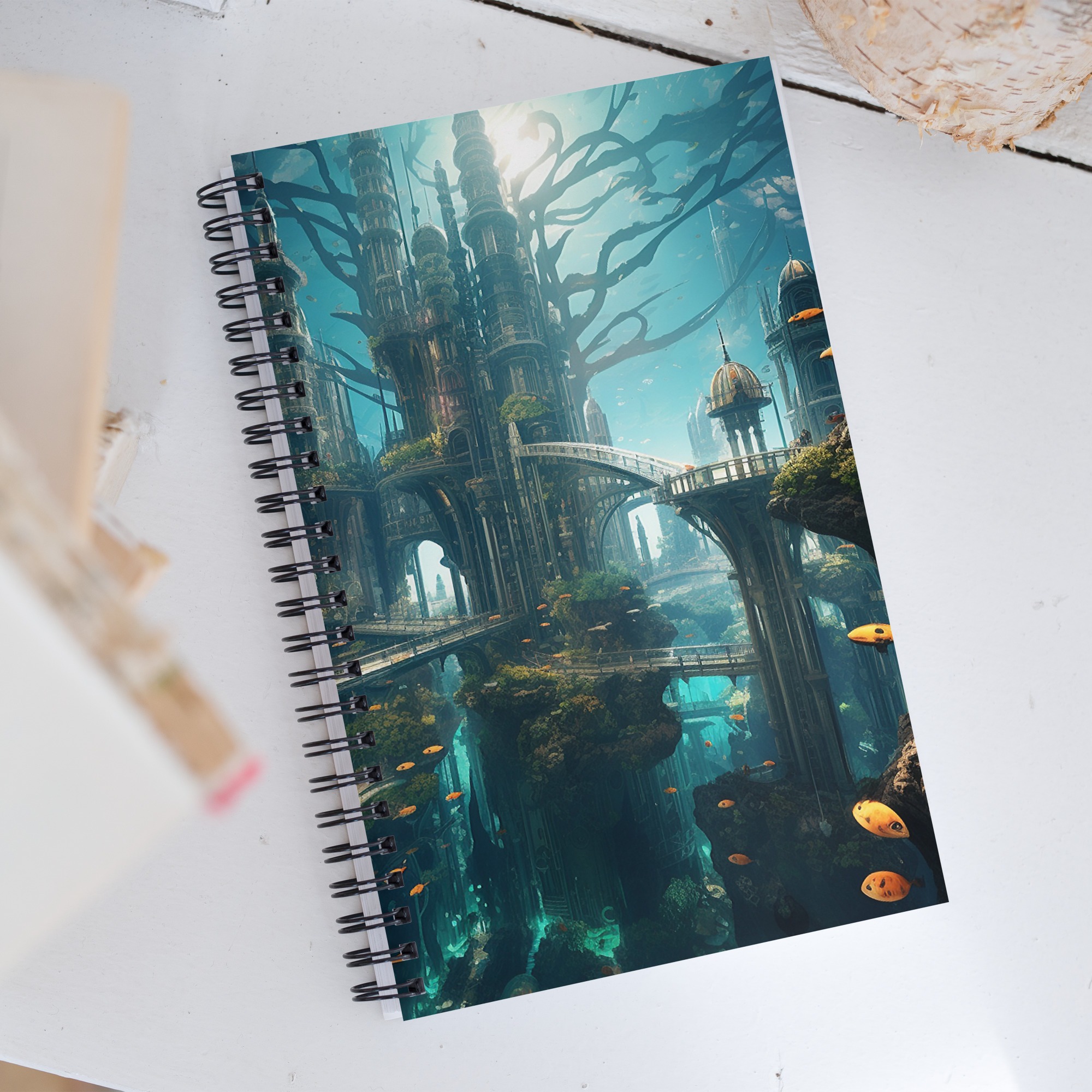 Underwater Cityscape | Fantasy Artwork | Spiral notebook