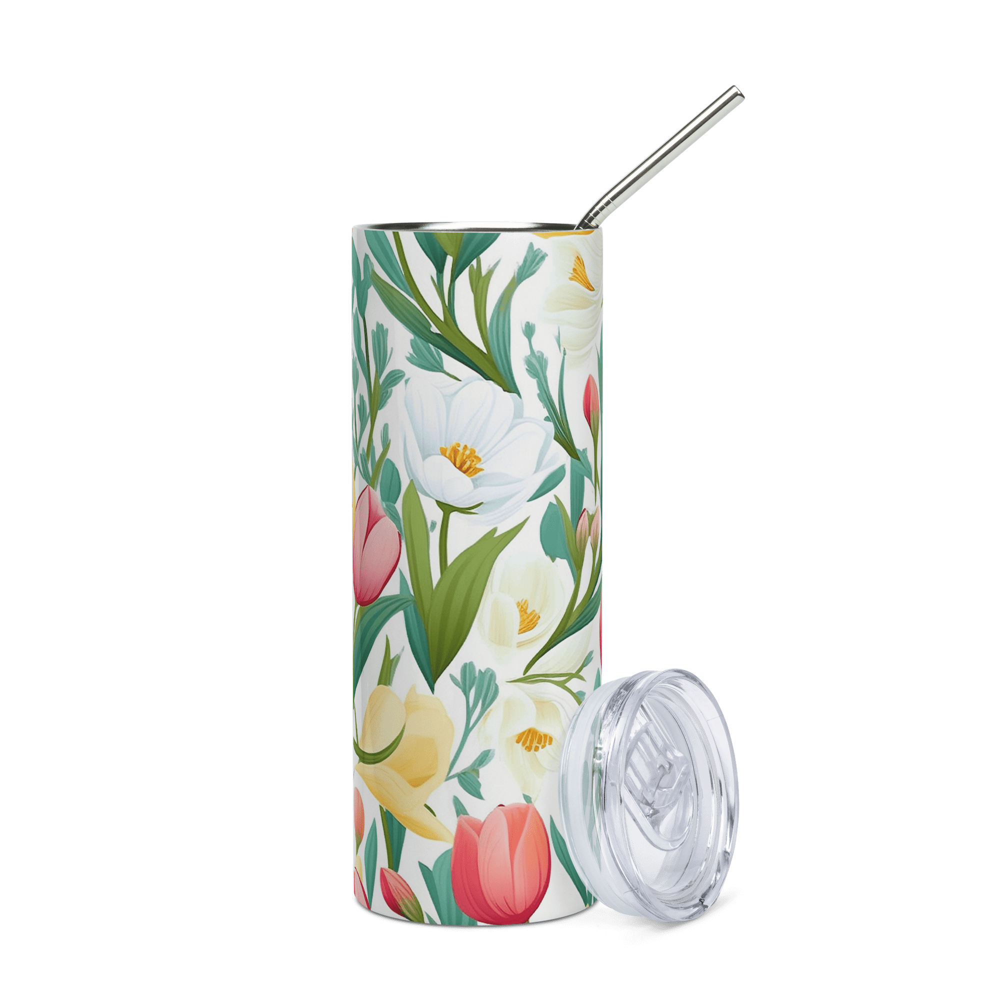 Springtime Floral - 20oz. Tumbler with Stainless Steel Straw