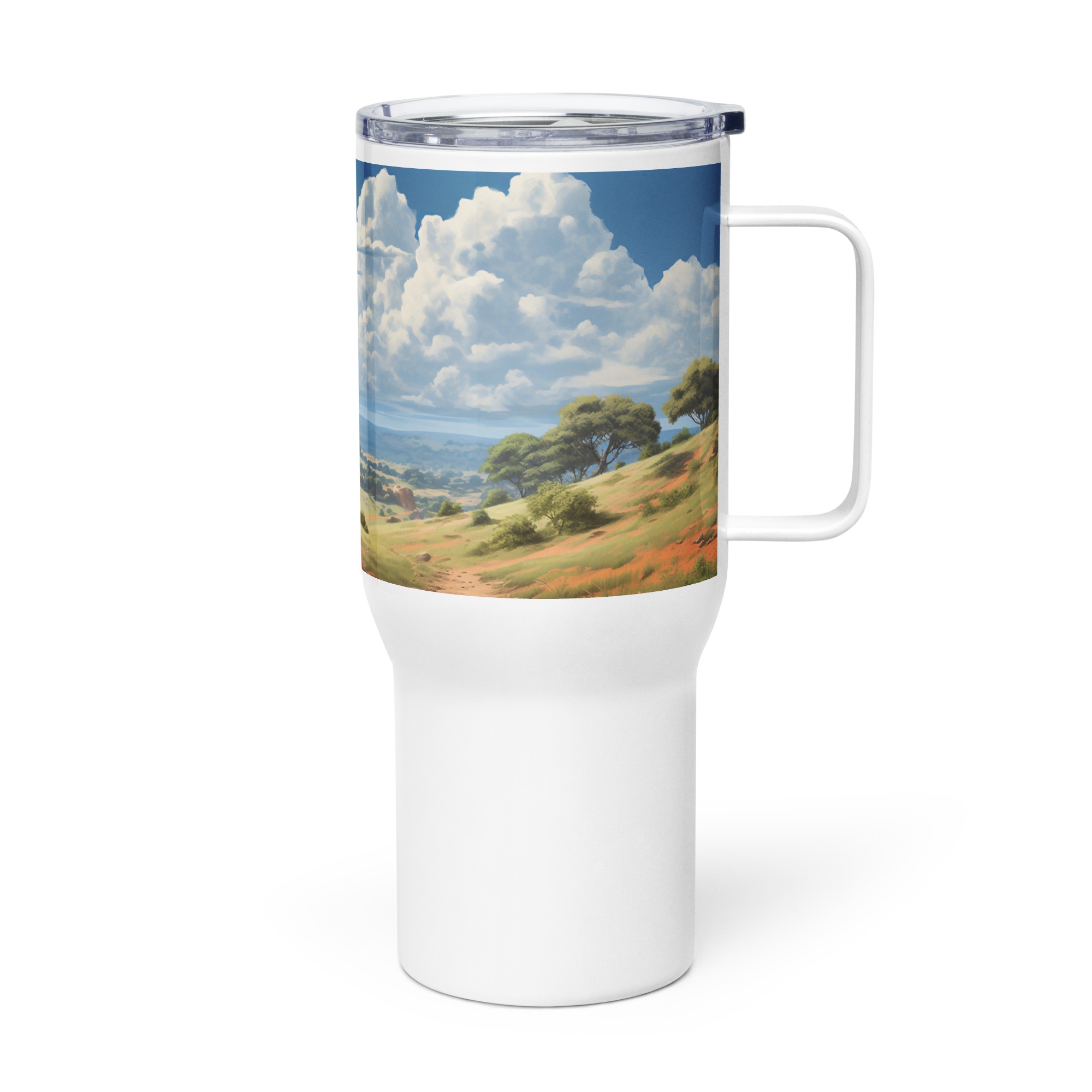 Sunny View from the the Ridge | Watercolor Illustration | Travel mug with a handle
