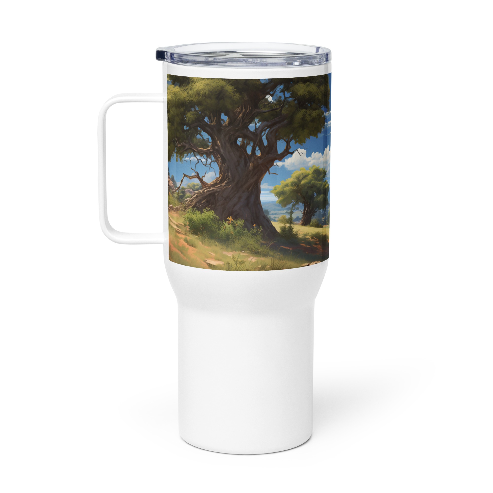 Sunny View from the the Ridge | Watercolor Illustration | Travel mug with a handle