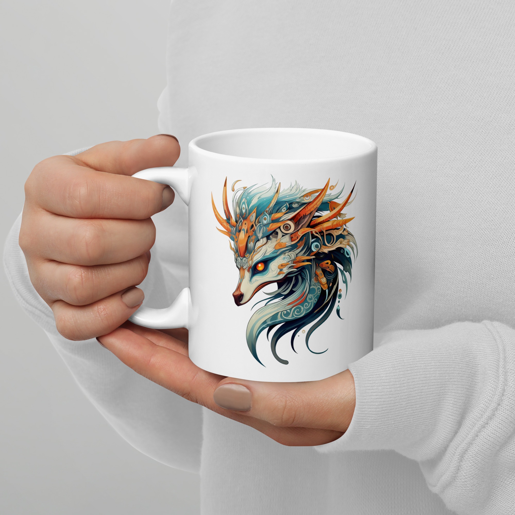 Fox Flame Artwork | White glossy mug