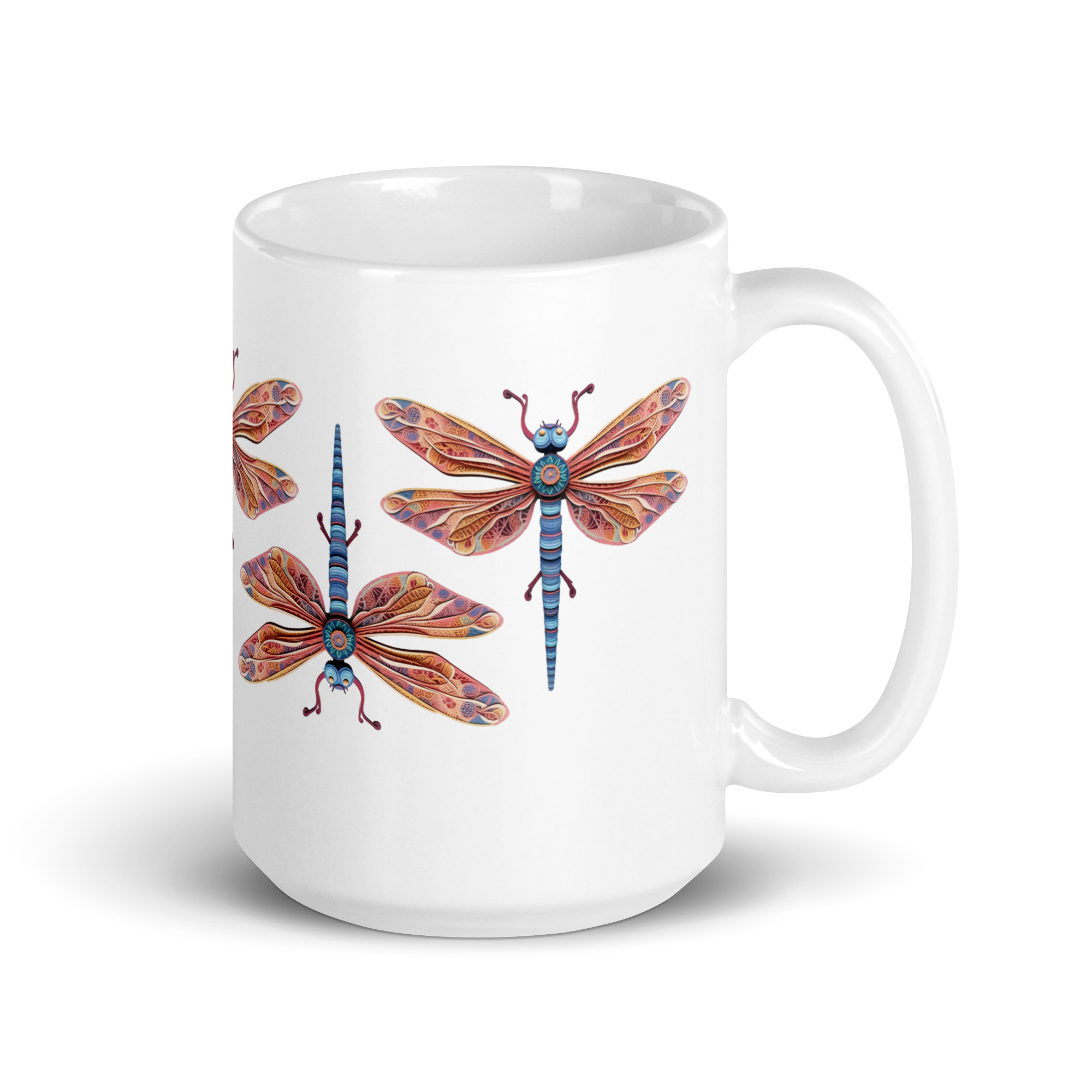 Topsy Turvy Dragonflies | White glossy mug (2 sizes)