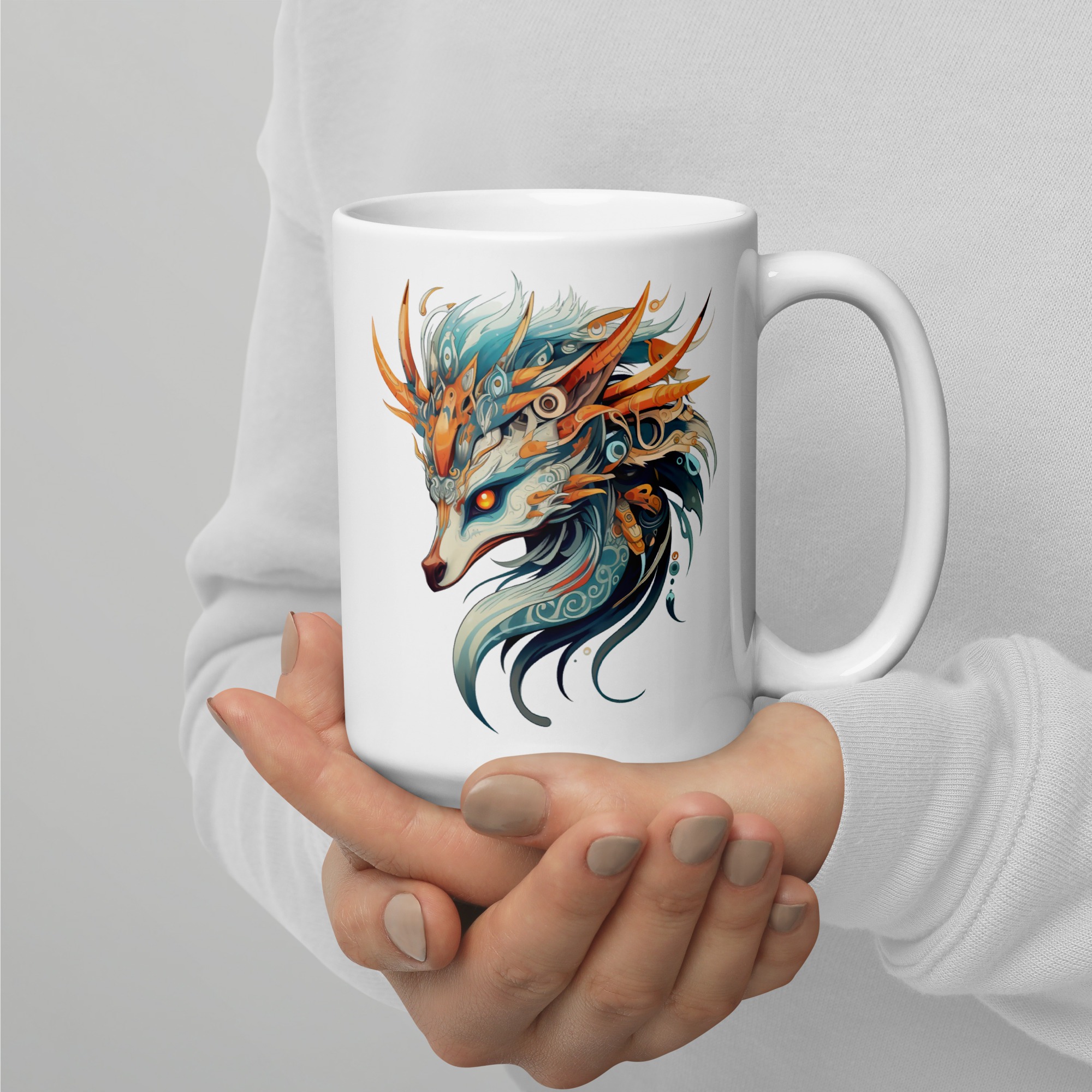 Fox Flame Artwork | White glossy mug